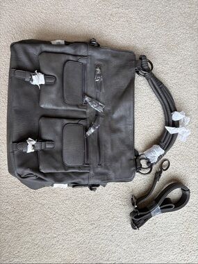 Moda Luxe dark grey Multi-Pocket Satchel with Detachable Strap. New with tags